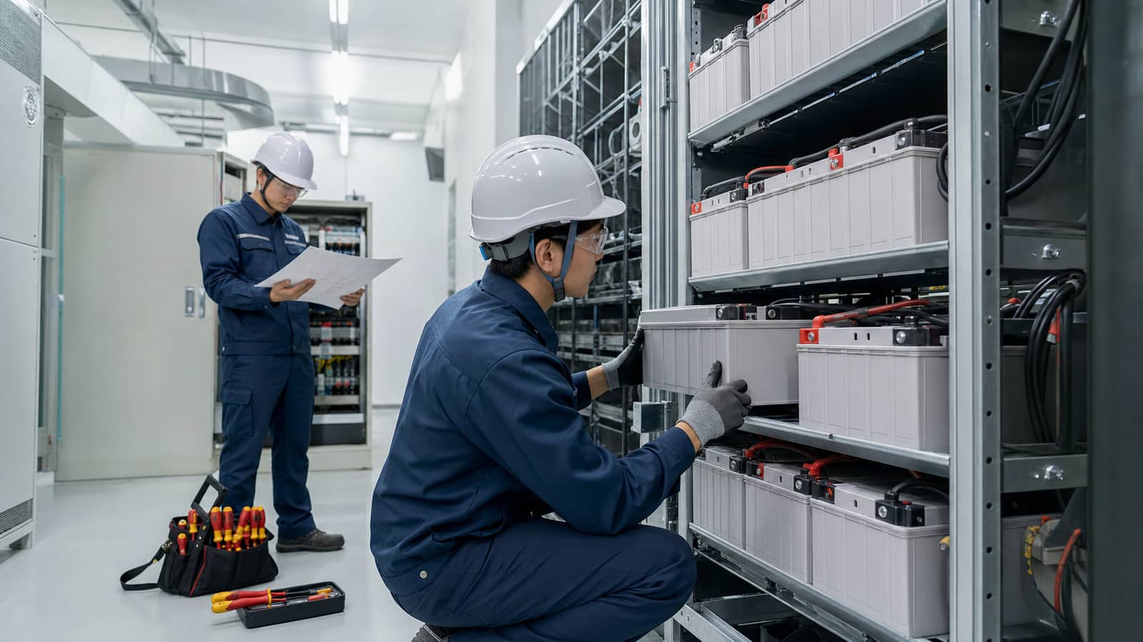 김포 UPS 배터리 설치 공사 현장의 UPS 배터리 설비