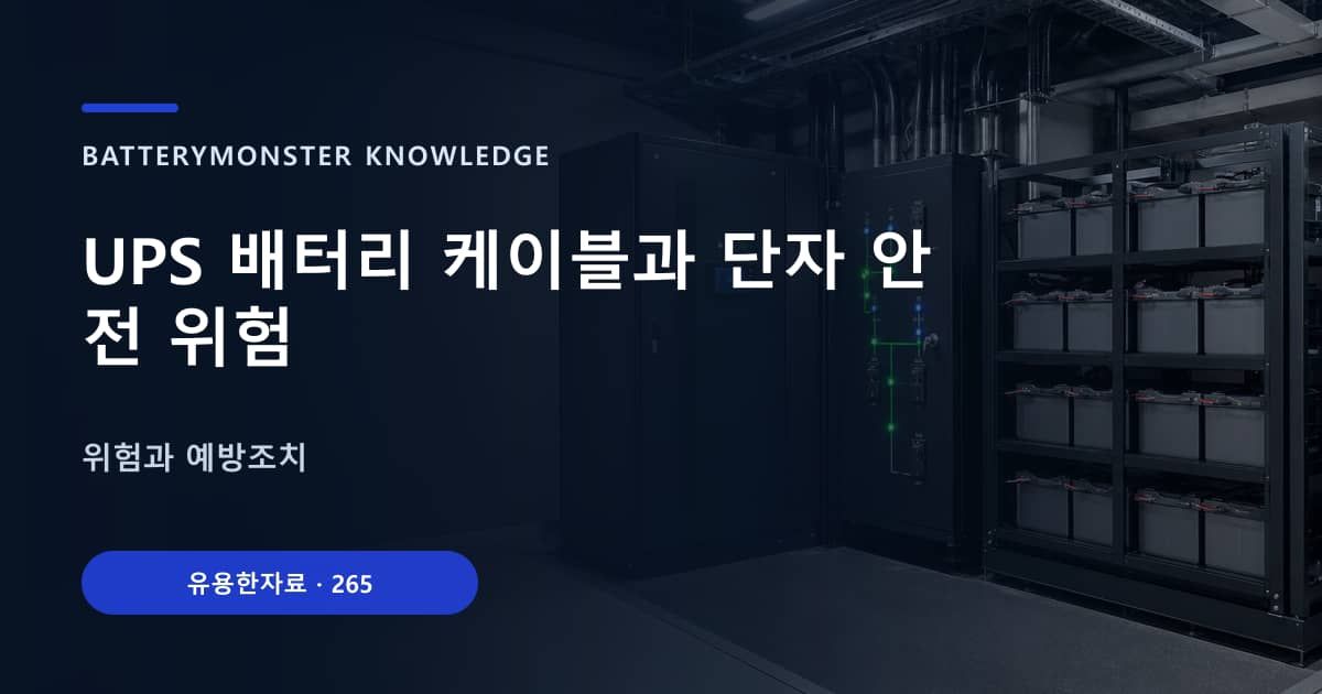 UPS 배터리 케이블과 단자 안전 위험의 핵심 엔티티와 검색의도를 설명하는 자료 표지