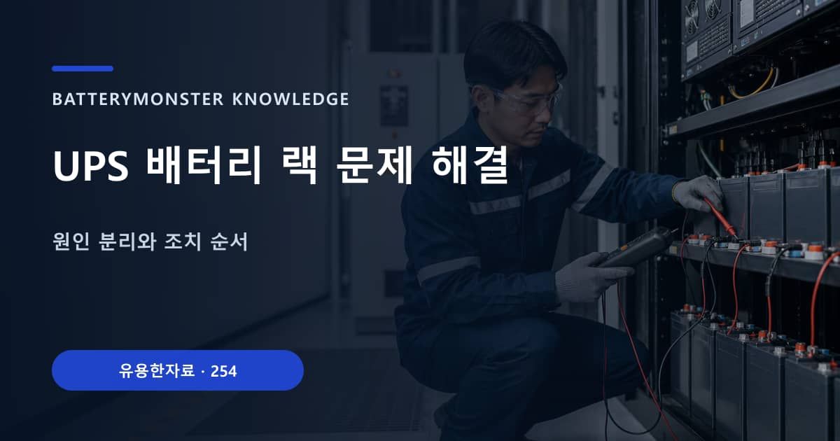 UPS 배터리 랙 문제 해결의 핵심 엔티티와 검색의도를 설명하는 자료 표지