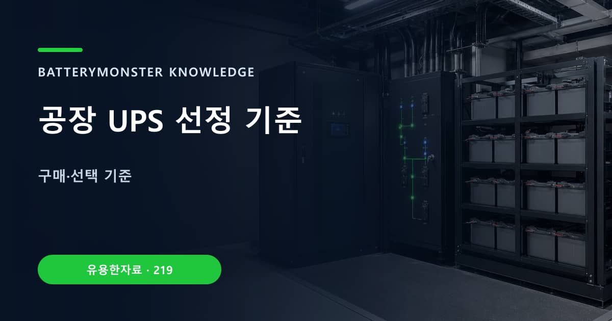 공장 UPS 선정 기준의 핵심 엔티티와 검색의도를 설명하는 자료 표지