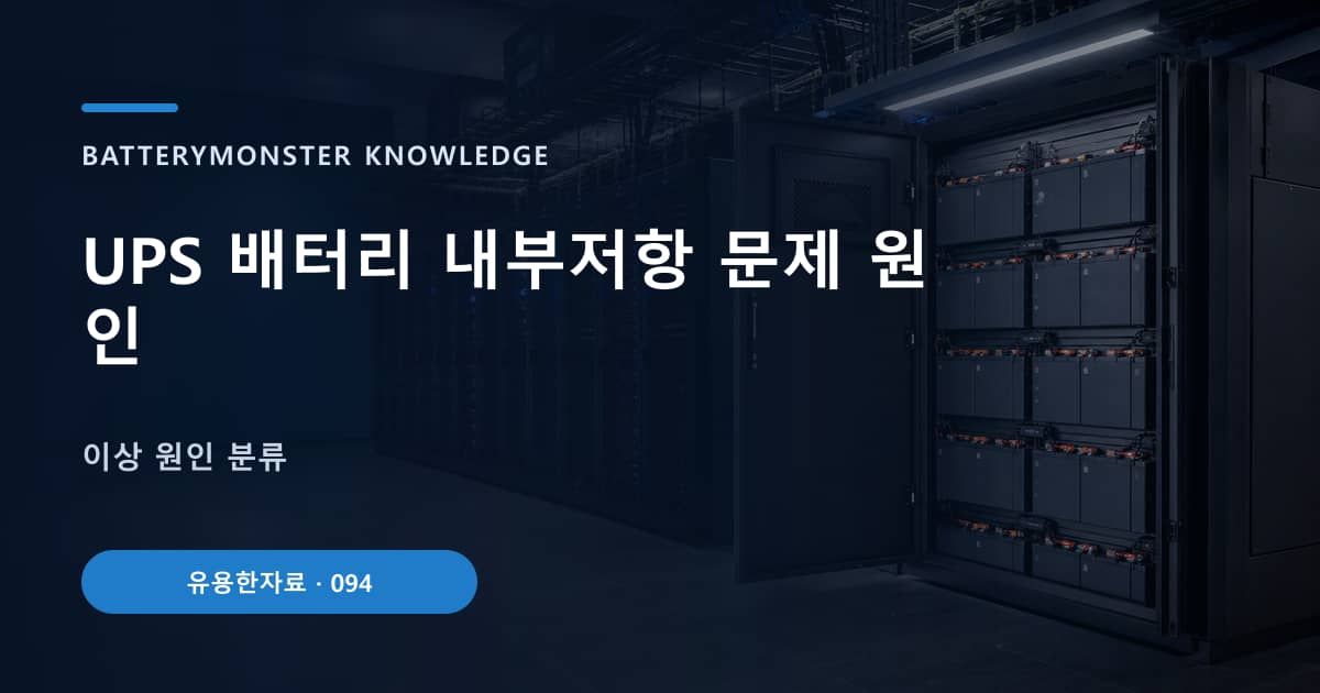 UPS 배터리 내부저항 문제 원인의 핵심 엔티티와 검색의도를 설명하는 자료 표지