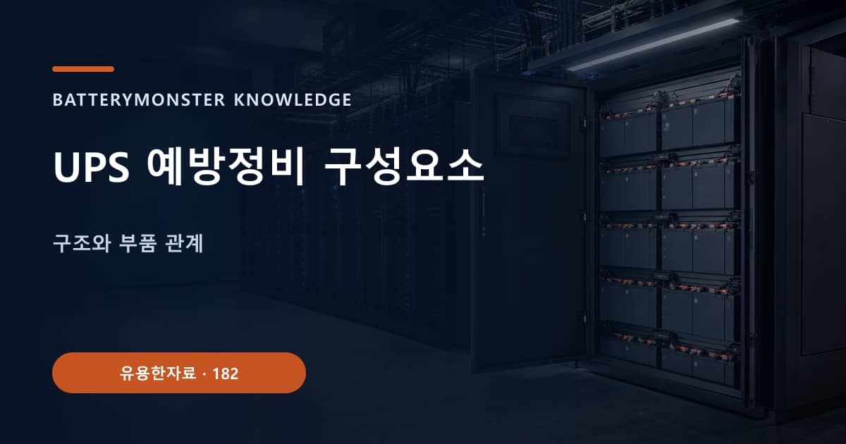 UPS 예방정비 구성요소의 핵심 엔티티와 검색의도를 설명하는 자료 표지