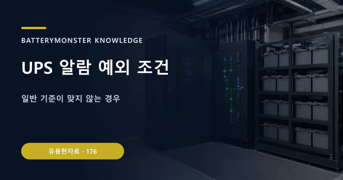 UPS 알람 예외 조건의 핵심 엔티티와 검색의도를 설명하는 자료 표지