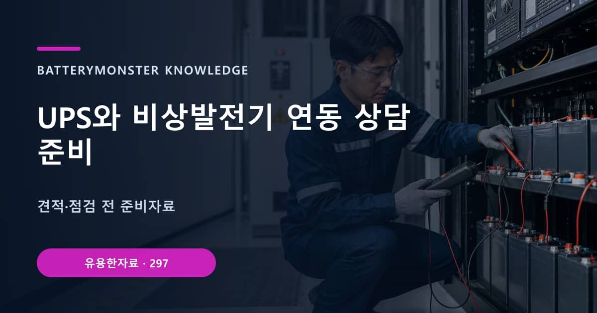 UPS와 비상발전기 연동 상담 준비 대표 이미지